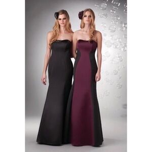 Bari Jay colorblock eggplant and black strapless mermaid trumpet gown 10